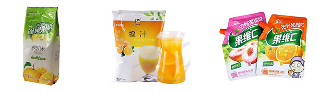 全自動水平給袋式果汁包裝機設備樣品展示